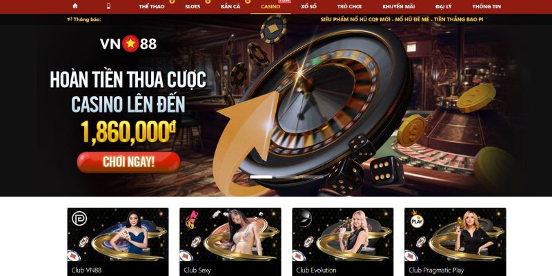 Giới thiệu sảnh game casino Vn88